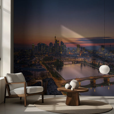 Frankfurt Skyline ved solnedgang rumsbild 3