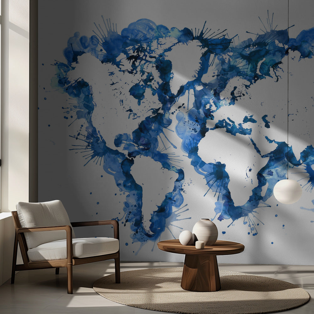 Blue strokes world map