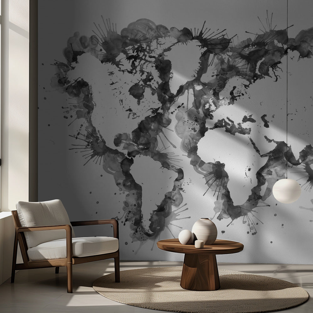 Gray strokes world map