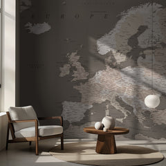Kartor Earth tones detailed map of Europe – kvalitetsprodukt för ett vackrare och mer hållbart hem
