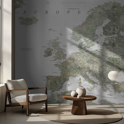 Grønt detaljert kart over Europa rumsbild 2