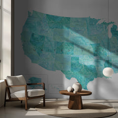 Kartor Aquamarine watercolor US map – kvalitetsprodukt för ett vackrare och mer hållbart hem