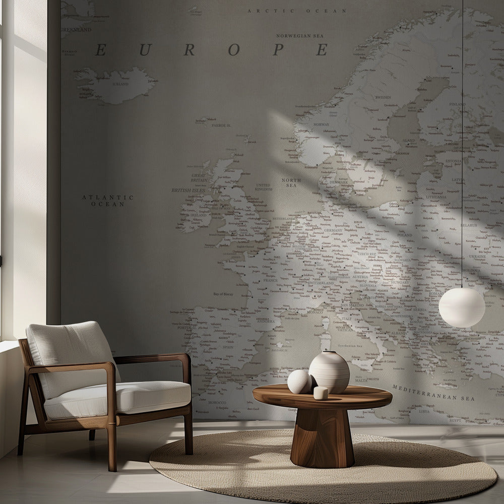 Vintage looking detailed map of Europe