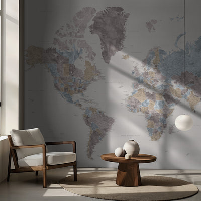 Mahler highly detailed world map with cities rumsbild 2