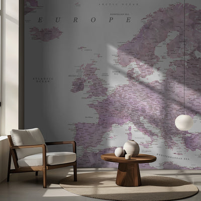 Purple detailed map of Europe rumsbild 2