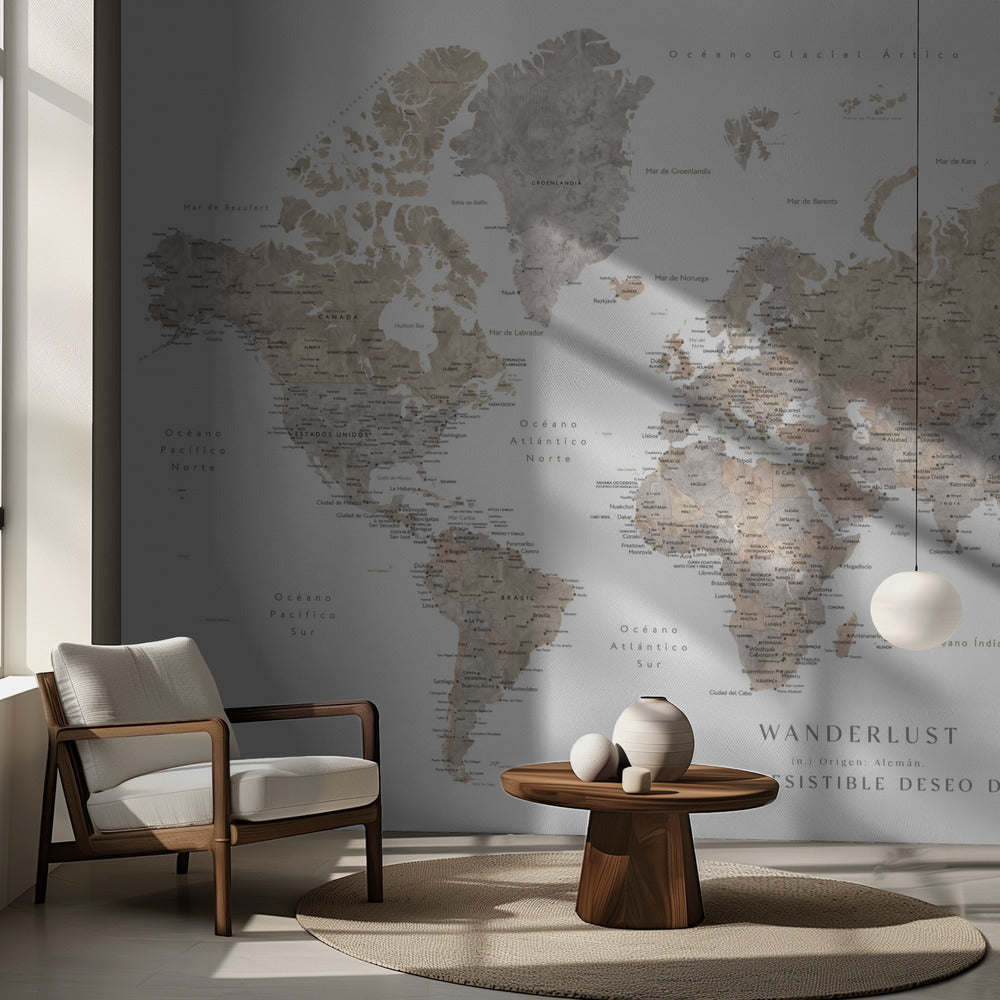 Wanderlust world map in spanish