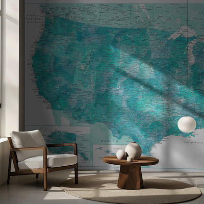 Highly detailed map of the United States, Caribbean waters rumsbild 2