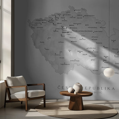 Gray watercolor map of the Czech Republic rumsbild 2