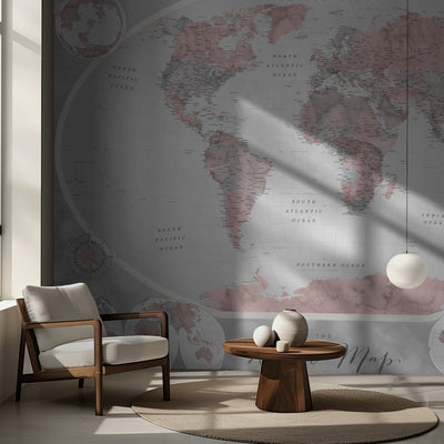 Classic world map in watercolor, Piper rumsbild 2