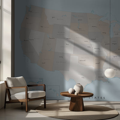 Isolated map of the United States with States and State capitals rumsbild 2
