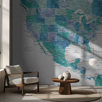 Aqua map of the United States and the Caribbean sea rumsbild 2
