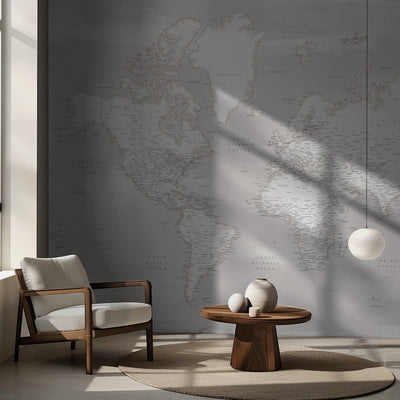 Detailed world map with cities, Maeli warm rumsbild 2