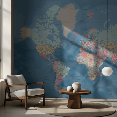 Detailed world map with cities, Vickie rumsbild 2