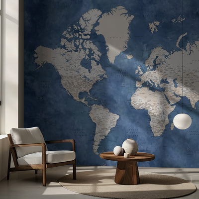 Detailed world map with cities, Sabeen rumsbild 2