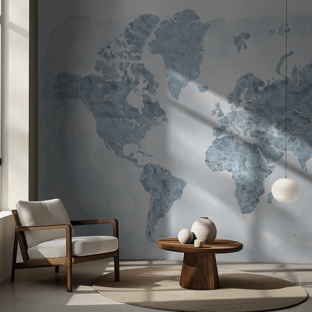 World map with outlined countries, Jacq