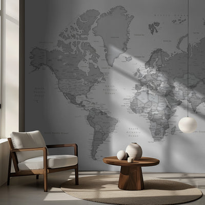 Gray world map with cities, Chas rumsbild 2
