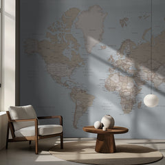 Kartor Rustic world map with cities Renisha – kvalitetsprodukt för ett vackrare och mer hållbart hem