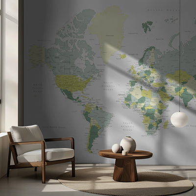 Green world map with cities, Kapueo rumsbild 2
