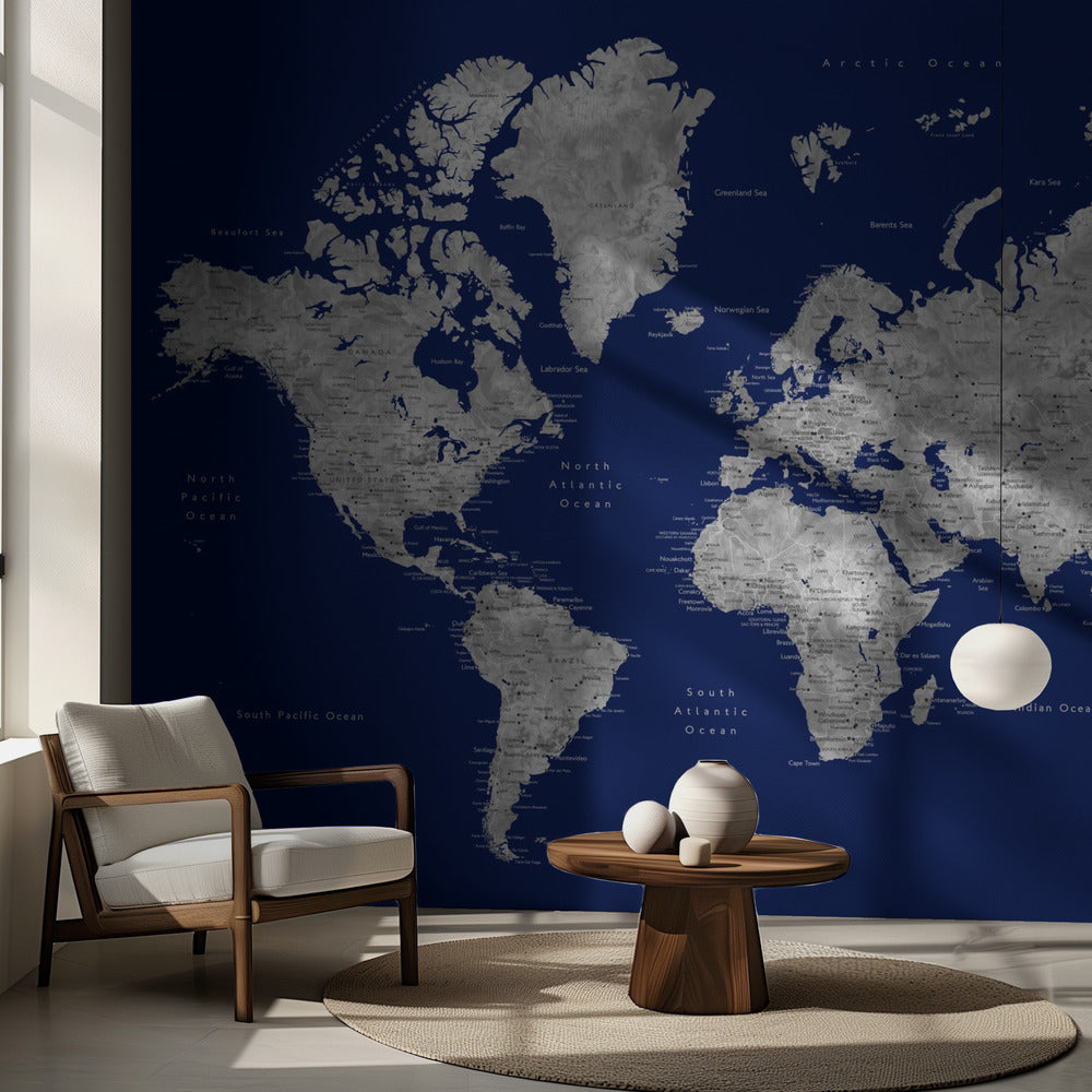 Watercolor world map with cities, Kawena
