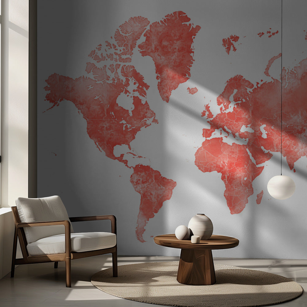 World map with outlined countries, Coralinah