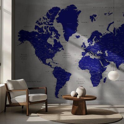 Distressed world map with cities, Delaney rumsbild 2