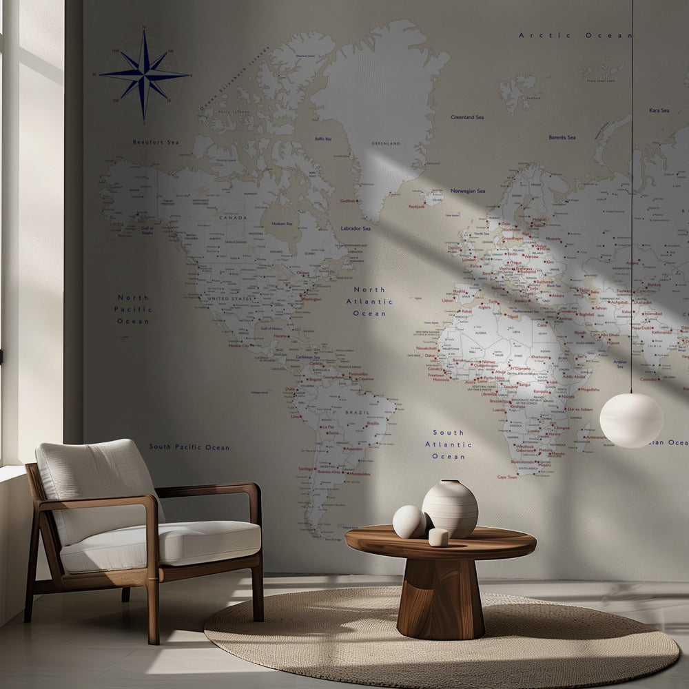 Rustic world map with cities, Deuce