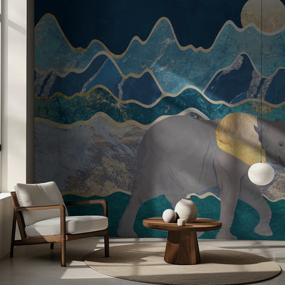 Landskap elefant månebelyste fjell rumsbild 2
