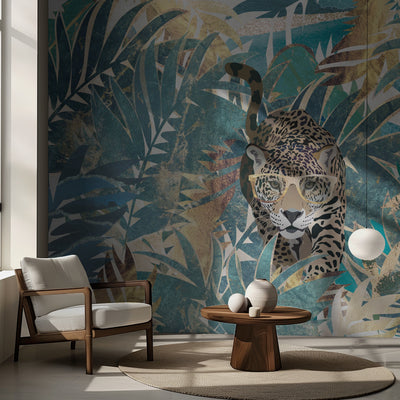 Jaguar Jungle Landscape Mural rumsbild 2