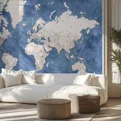 Textured Blue World Map