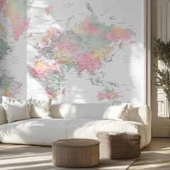 Soft Watercolor World Map