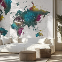 Vibrant Watercolor World Map