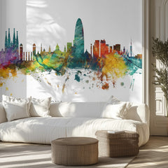 Barcelona Watercolor Skyline