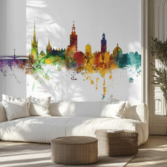 Stockholm Watercolor Skyline