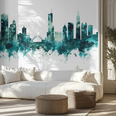Teal Chicago Skyline