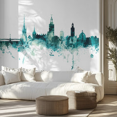 Stockholm Watercolor Skyline