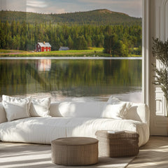 Serene Lake Red Cabin