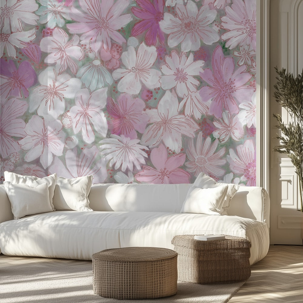 Soft Pink Floral Garden