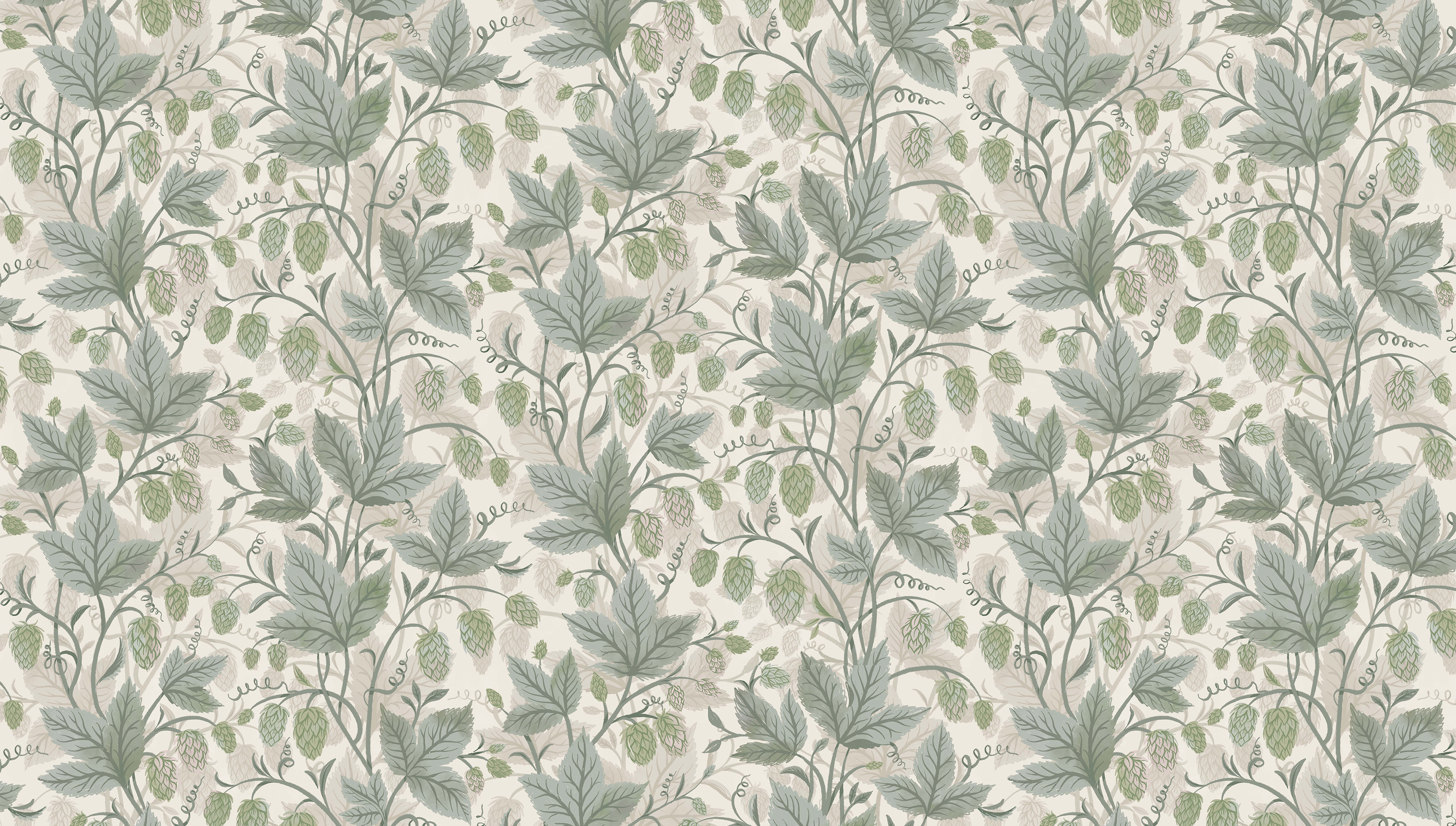Reval Wallpaper Trailing Hops - Hedge – Elegant botanisk tapet med humlerankor – högkvalitativ tapet för en personlig och ...
