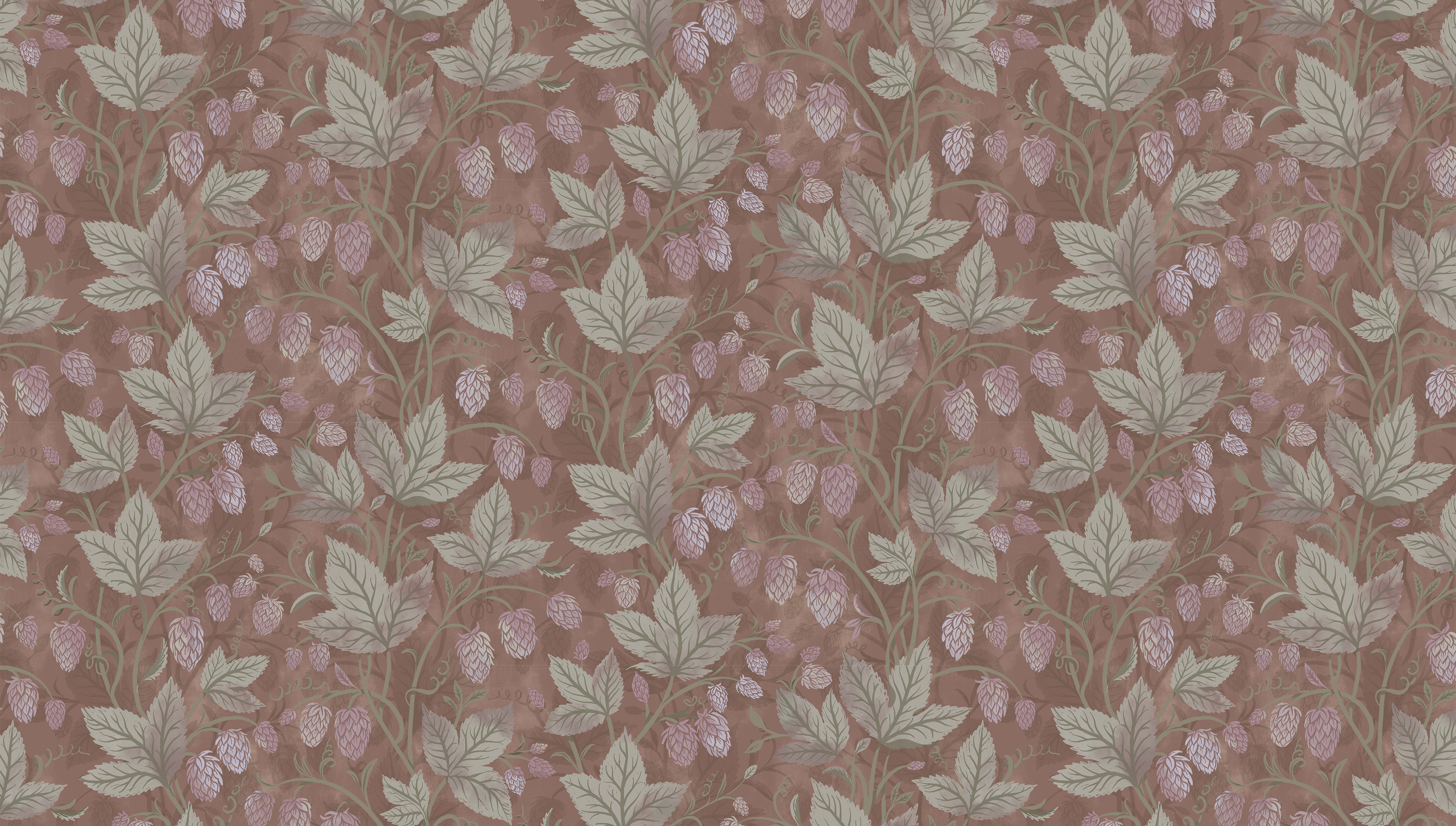 Reval Wallpaper Trailing Hops - Brown – Varm botanisk tapet med humlerankor – högkvalitativ tapet för en personlig och har...