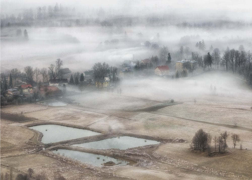 Misty Winter Village