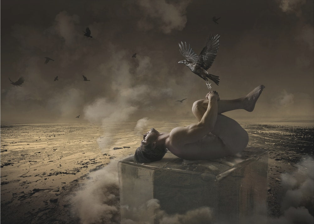 Desert Figure and Raven