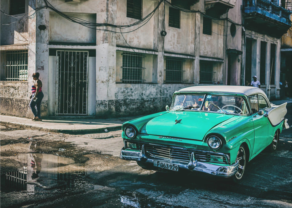Habana street - Fototapet med klassisk bil i Havanna