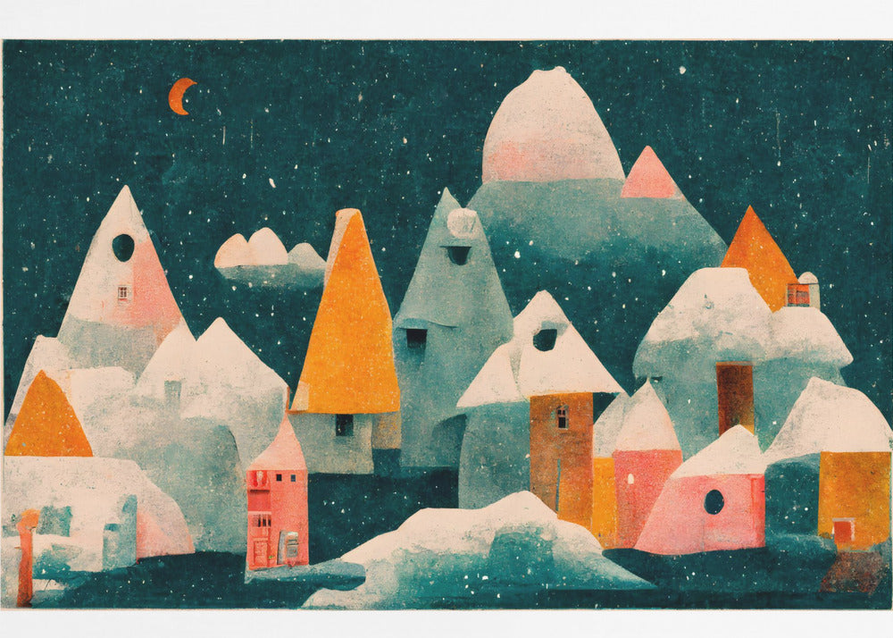 Little Village With Moon