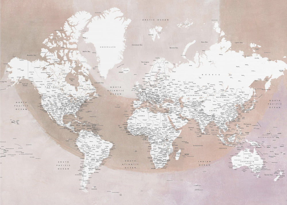 Detailed world map with cities Qawi