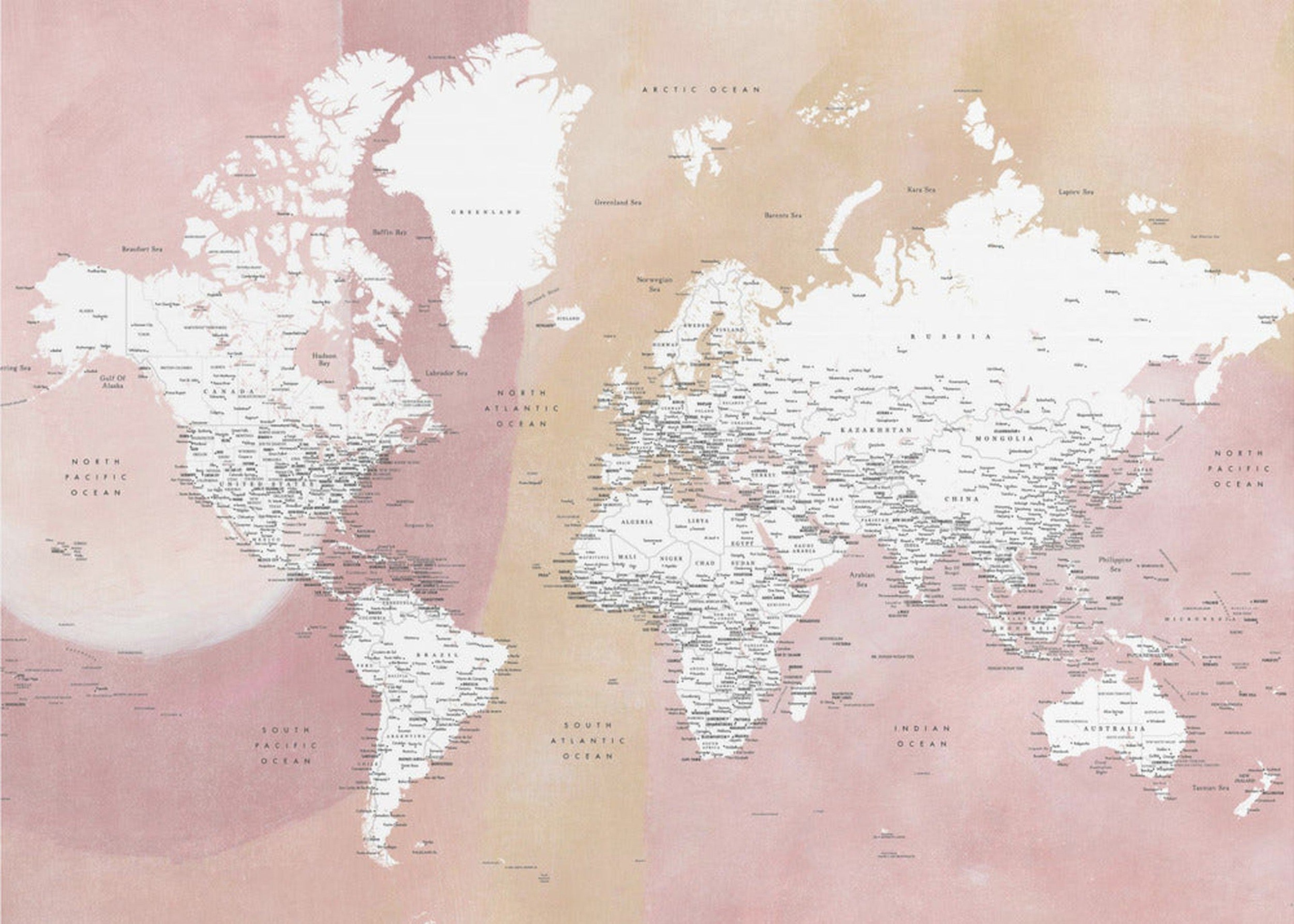 Detailed world map with cities Mizn