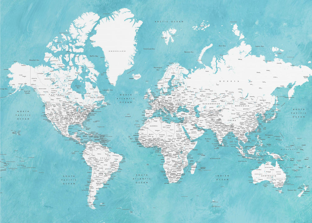 Detailed world map with cities Idrak