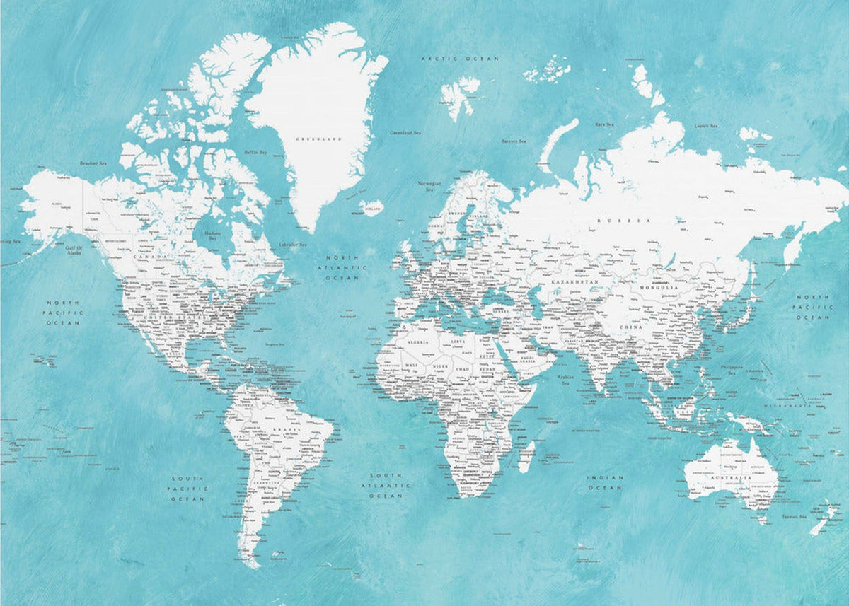 Detailed world map with cities Idrak