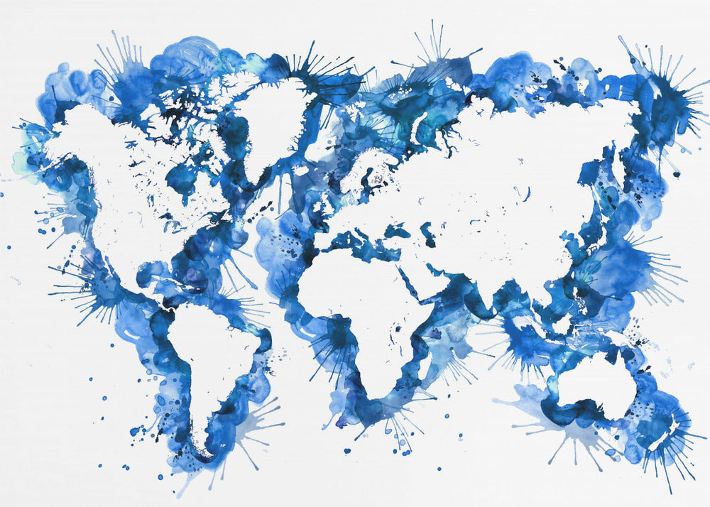 Blue strokes world map