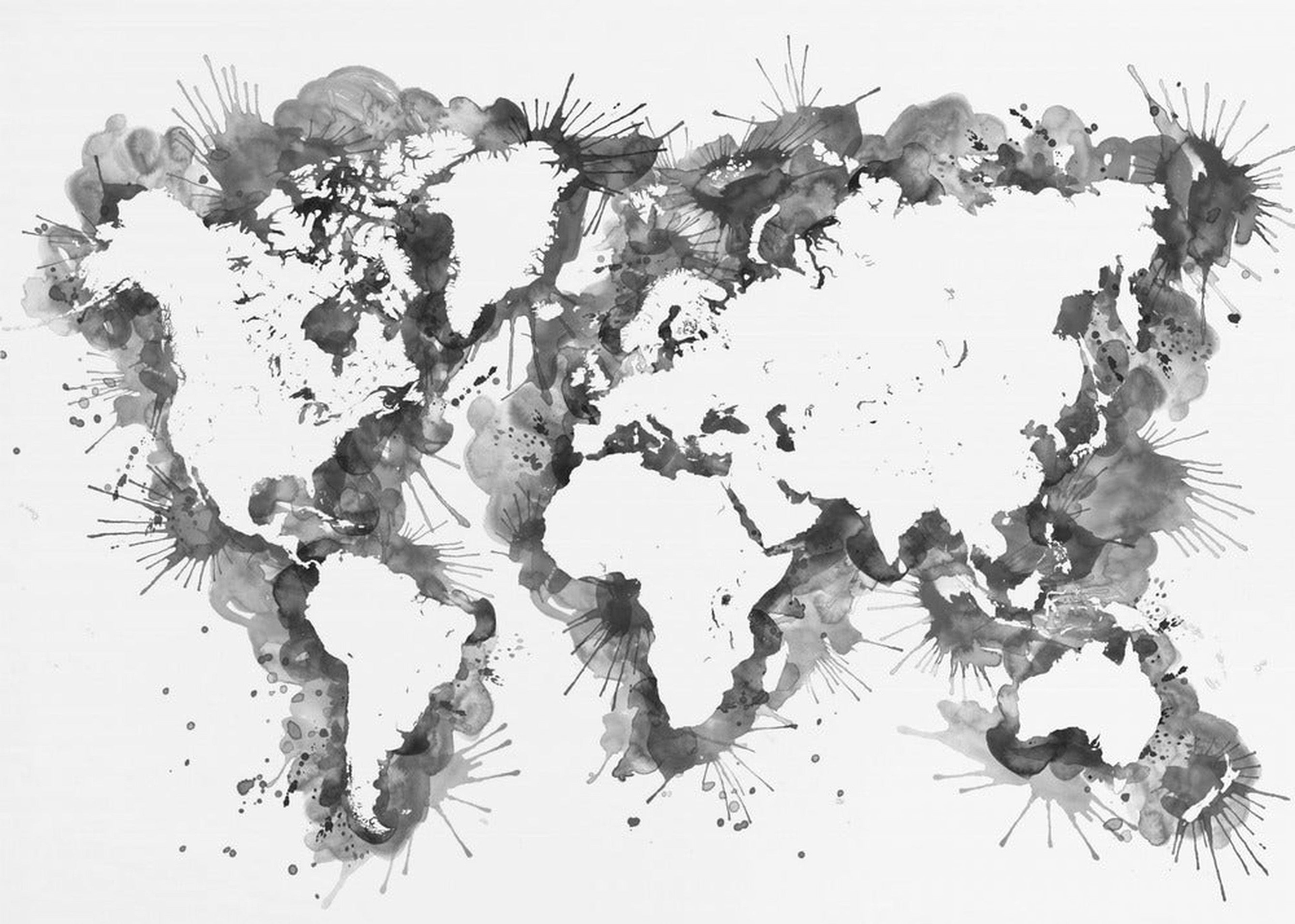 Gray strokes world map