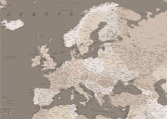 Kartor Earth tones detailed map of Europe – kvalitetsprodukt för ett vackrare och mer hållbart hem